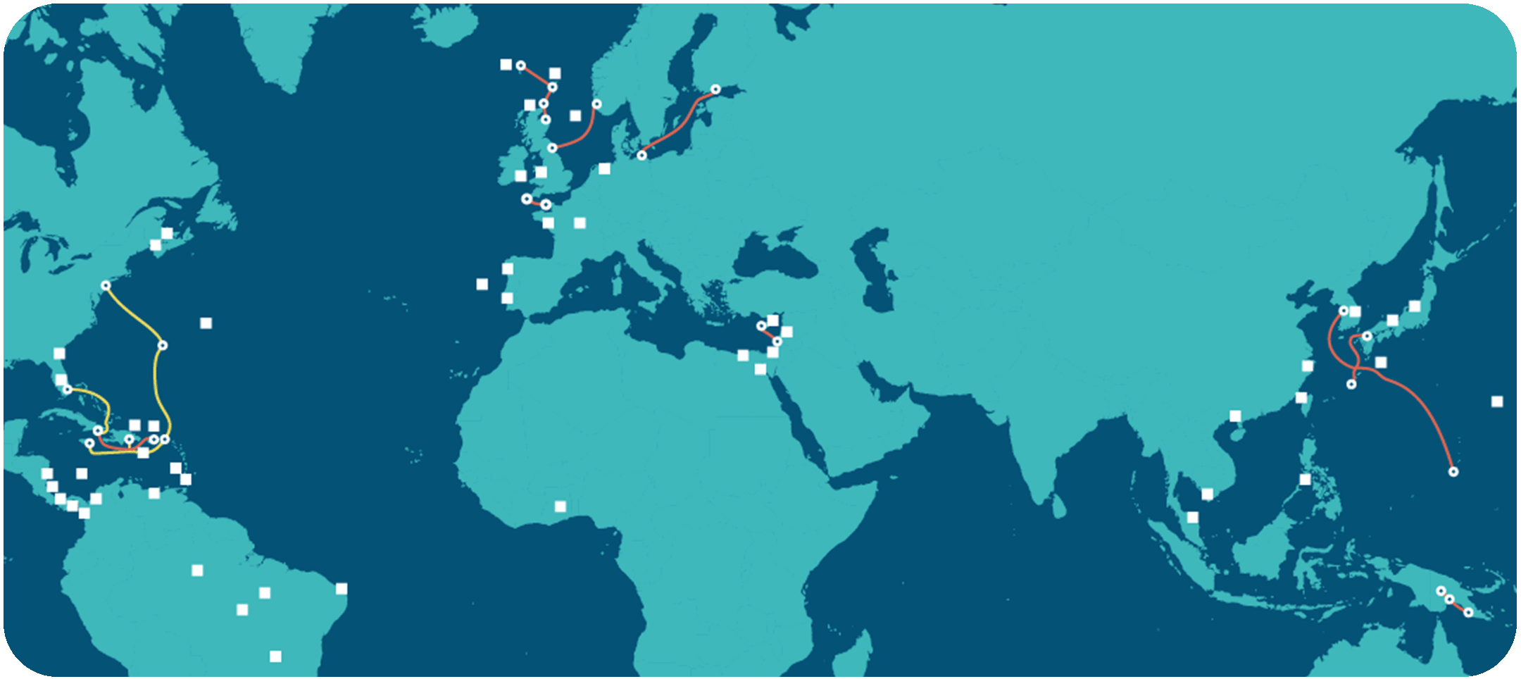 Xtera subsea network point map